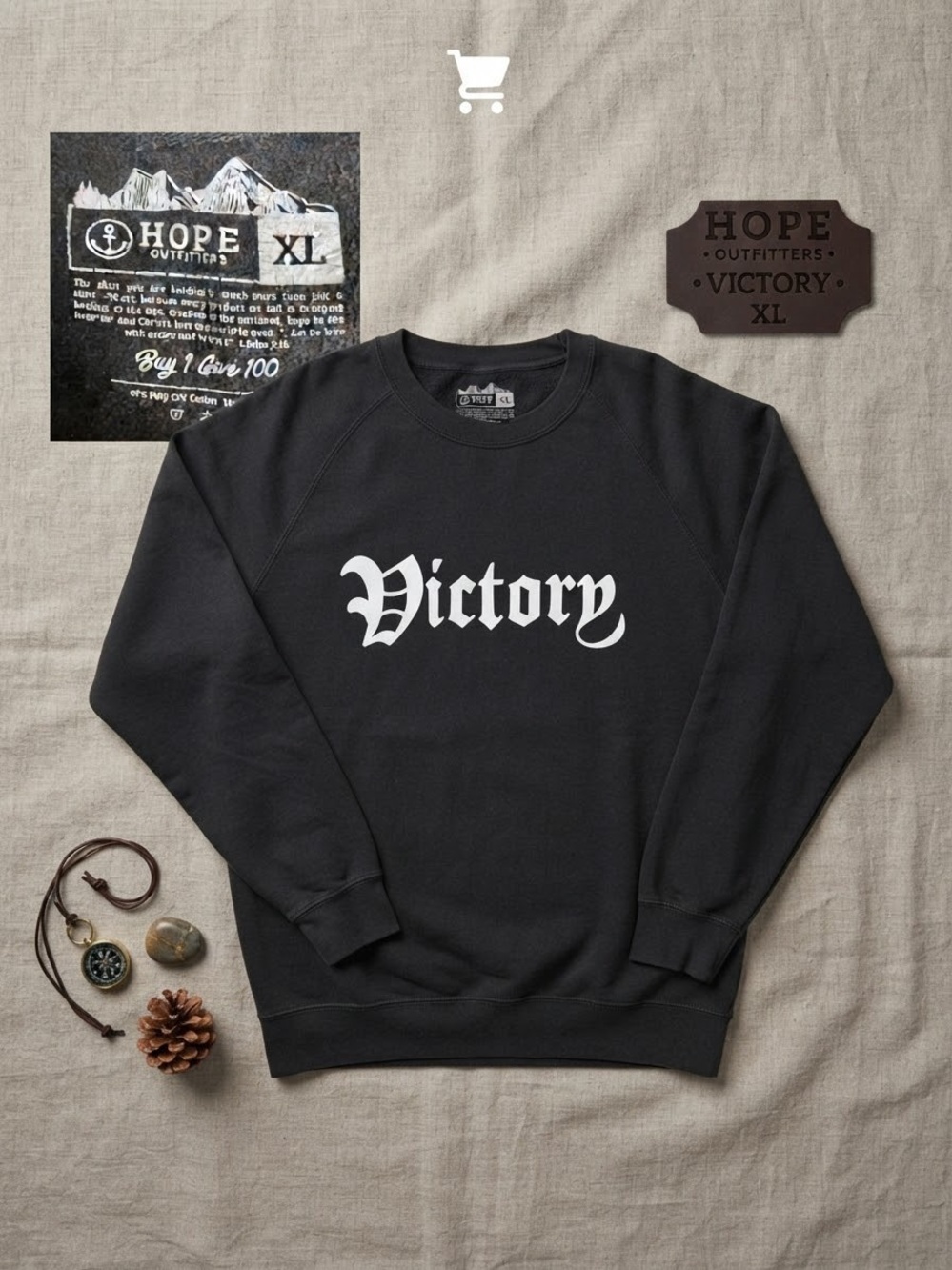 Hope Outfitters “Victory”Crewneck Sweater - Black